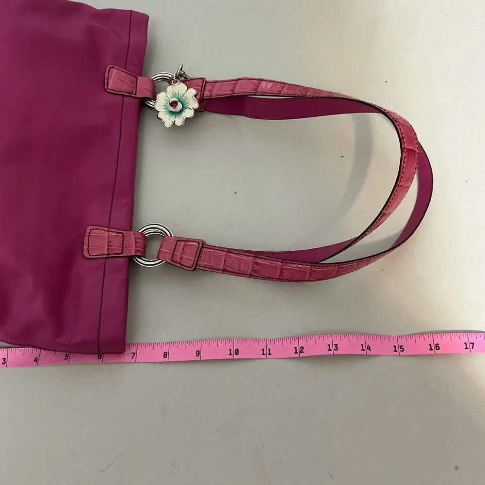 Brighton hot Pink Leather hobo Bag with floral liner